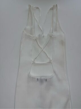 Forever 21 White Ribbed Strappy Cutout Dress